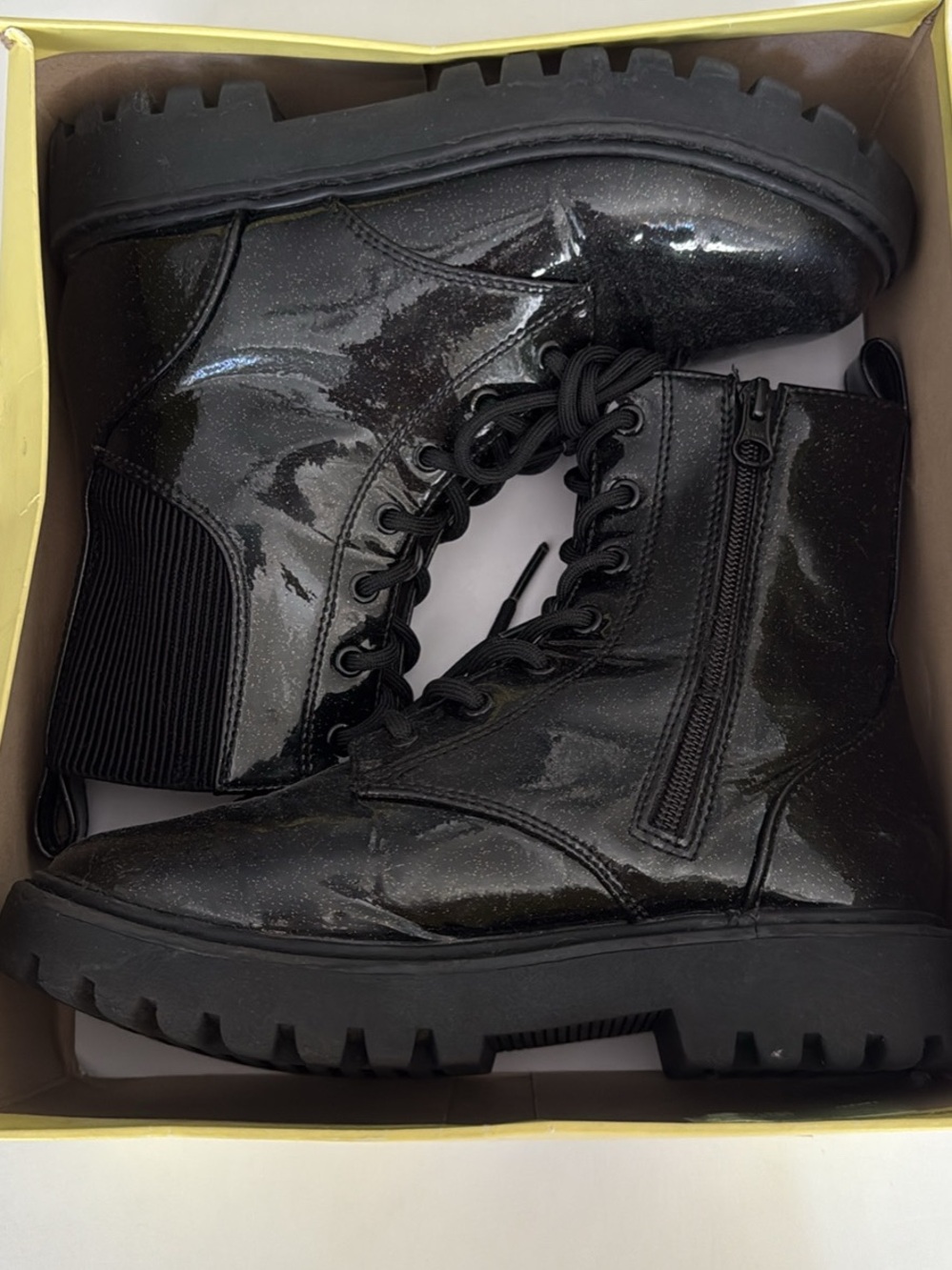 Black Patent Girls Boots size 3